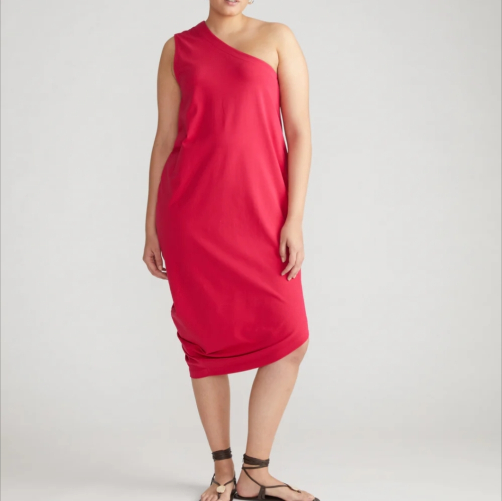 NWT Universal Standard 10 12 Geneva One Shoulder Dress In Cerise